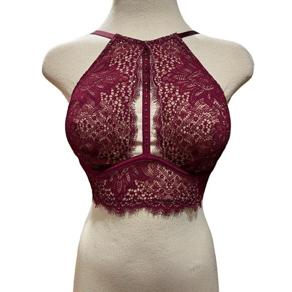 Victoria's Secret High Neck Plunge Bra Burgundy Size 34D - Picture 5 of 10